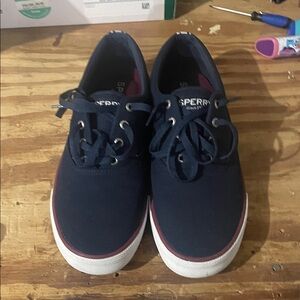 Sperry Dark Blue Canvas Shoes with White Trim